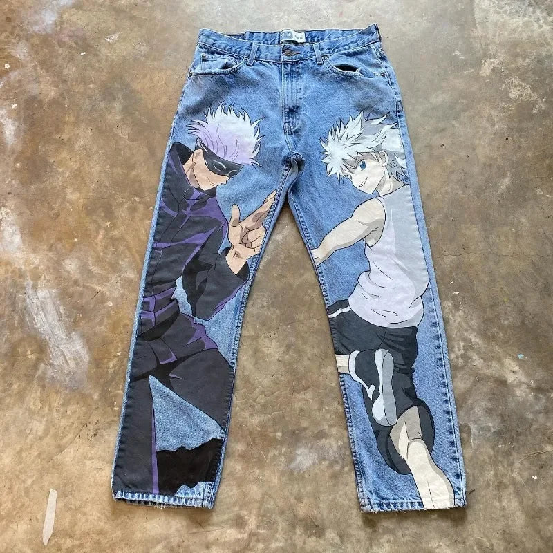 KOOPER™ Y2K Baggy Anime Jeans – Harajuku Vintage Wide-Leg Streetwear