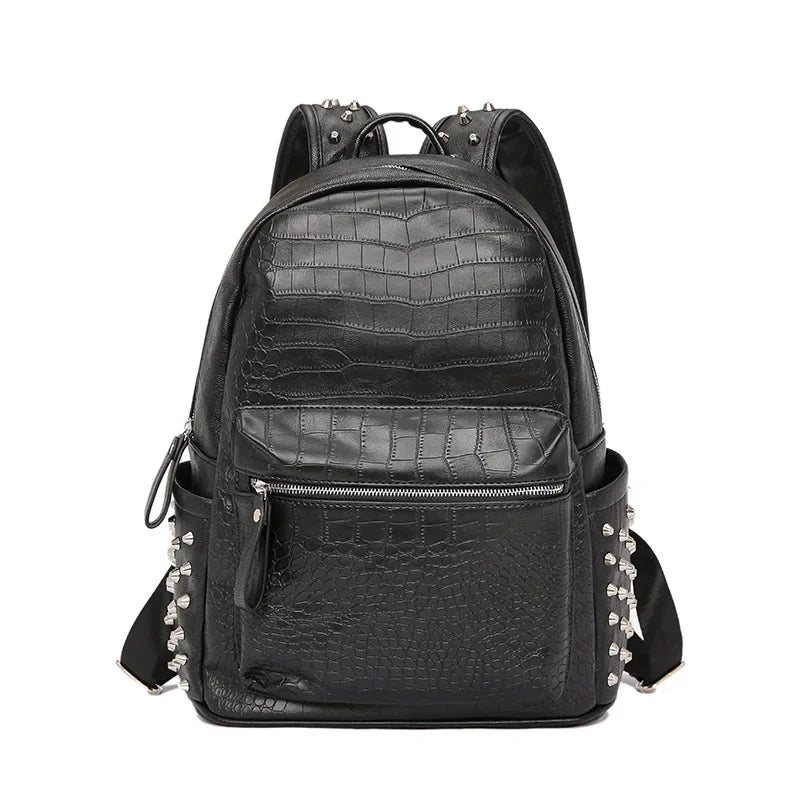 KOOPER™ Alligator Embossed Rivet Backpack – Luxury Unisex Laptop & School Bag
