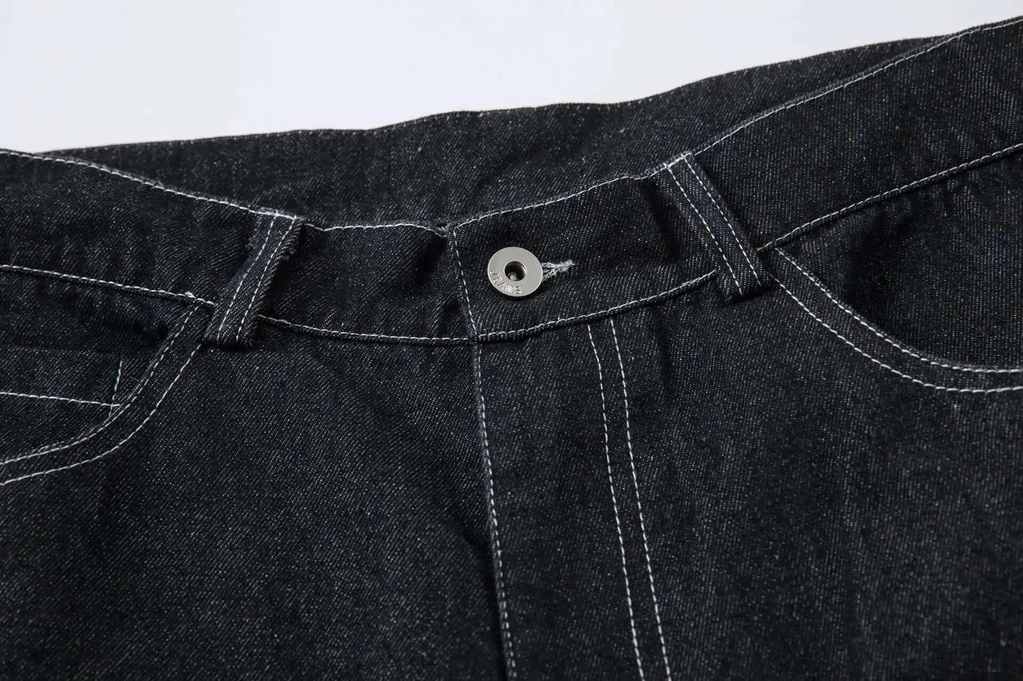 KOOPER™ Vintage Embroidered Black Jeans – Loose Fit Wide Leg Streetwear