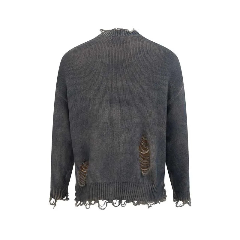 KOOPER™ Vintage Ripped Knit Sweater – High Street Y2K Distressed Pullover