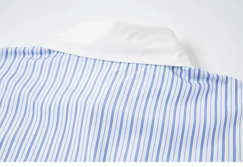KOOPER™ Oversized Striped Shirt – Unisex Streetwear Patchwork Design