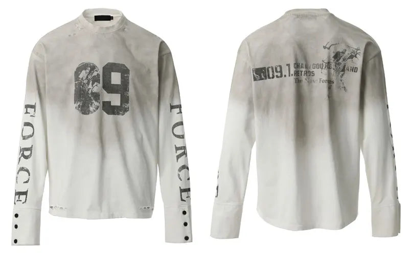 KOOPER™ Y2K Grunge Tie-Dye Long Sleeve Tee – Vintage Ripped Punk Streetwear