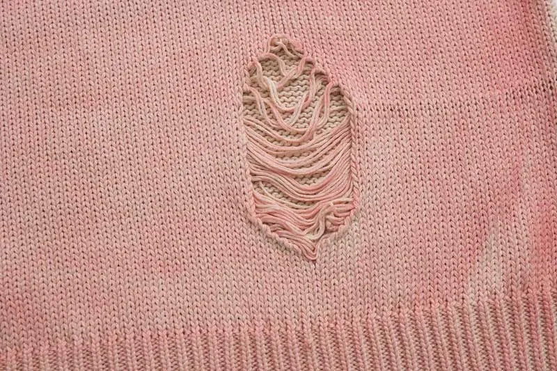 KOOPER™ Vintage Ripped Knit Sweater – High Street Y2K Distressed Pullover