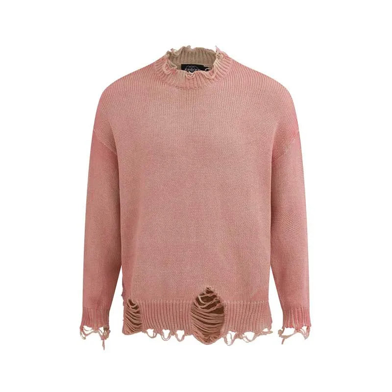 KOOPER™ Vintage Ripped Knit Sweater – High Street Y2K Distressed Pullover