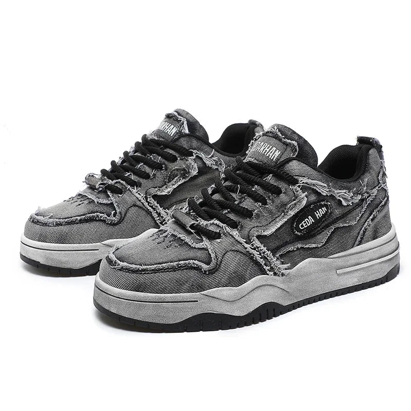 KOOPER™ Retro Denim Skate Sneakers – Unisex Canvas Sports & Casual Shoes