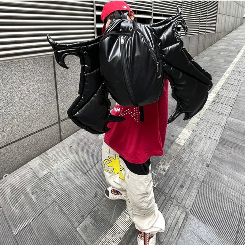 KOOPER™ Y2K Bat Backpack – Bold Streetwear PU Leather Bag