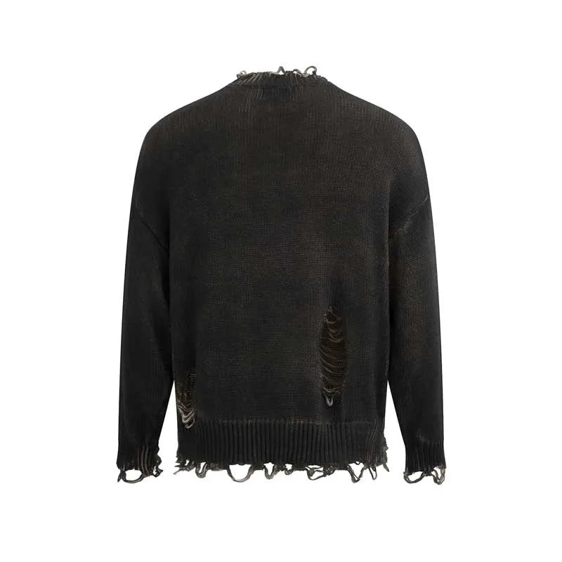 KOOPER™ Vintage Ripped Knit Sweater – High Street Y2K Distressed Pullover