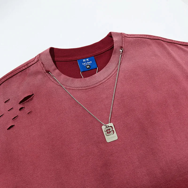 KOOPER™ Washed & Distressed High Street Tee – American Necklace Style