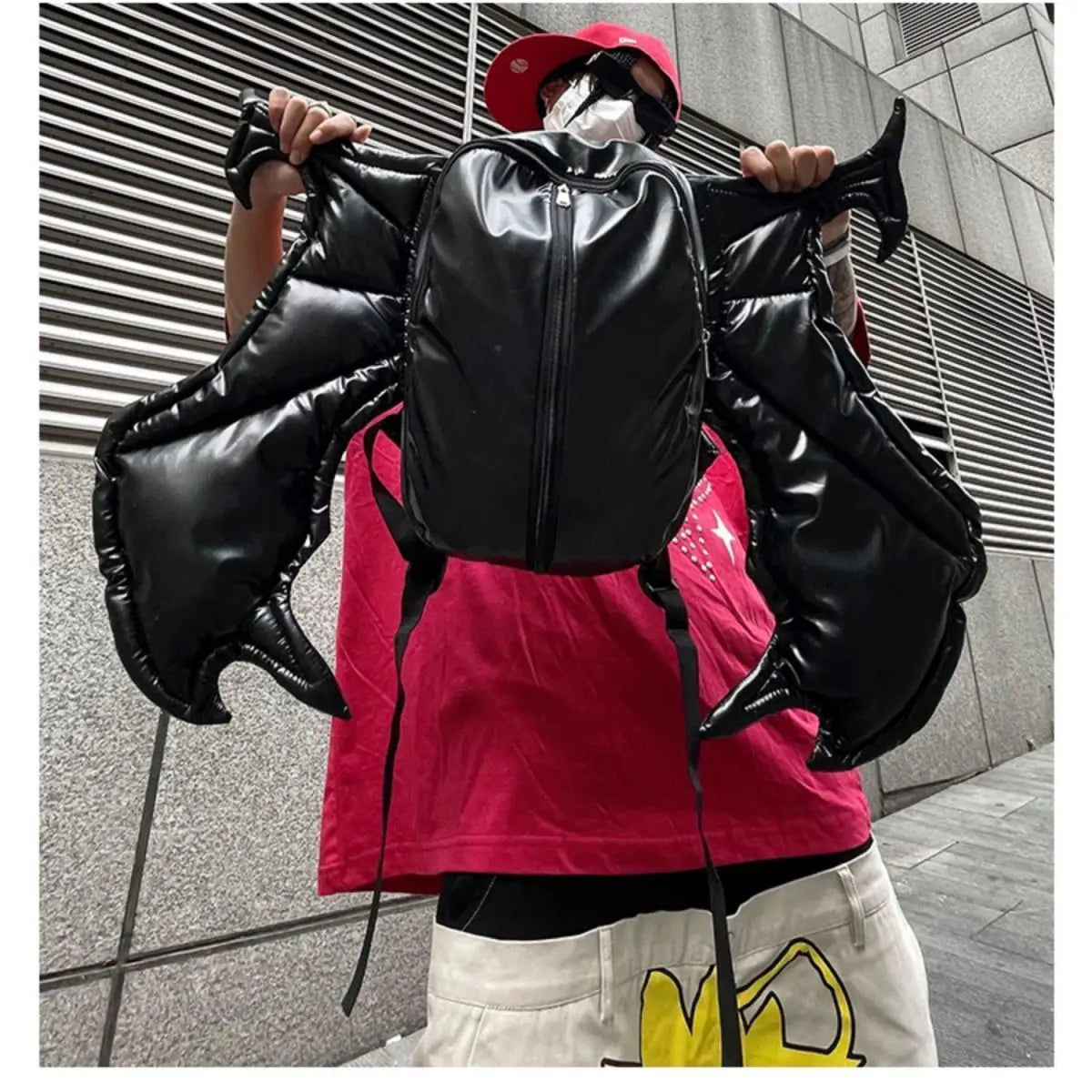 KOOPER™ Y2K Bat Backpack – Bold Streetwear PU Leather Bag