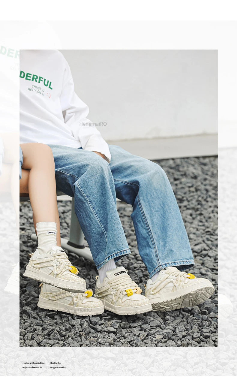 KOOPER™ Y2K Retro Punk Platform Skate Sneakers – Unisex Mixed Color Tennis Shoes