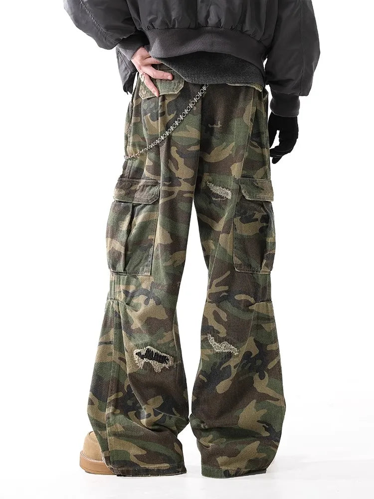 KOOPER™ American Retro Cleanfit Camouflage Workwear Pants – Straight Leg High Street Jeans