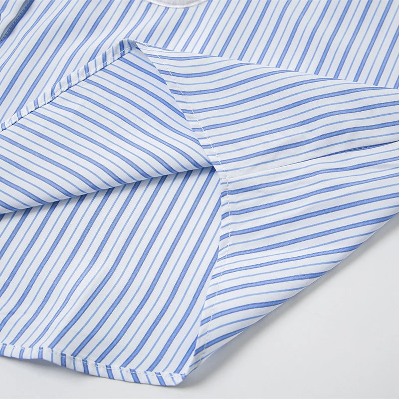 KOOPER™ Oversized Striped Shirt – Unisex Streetwear Patchwork Design