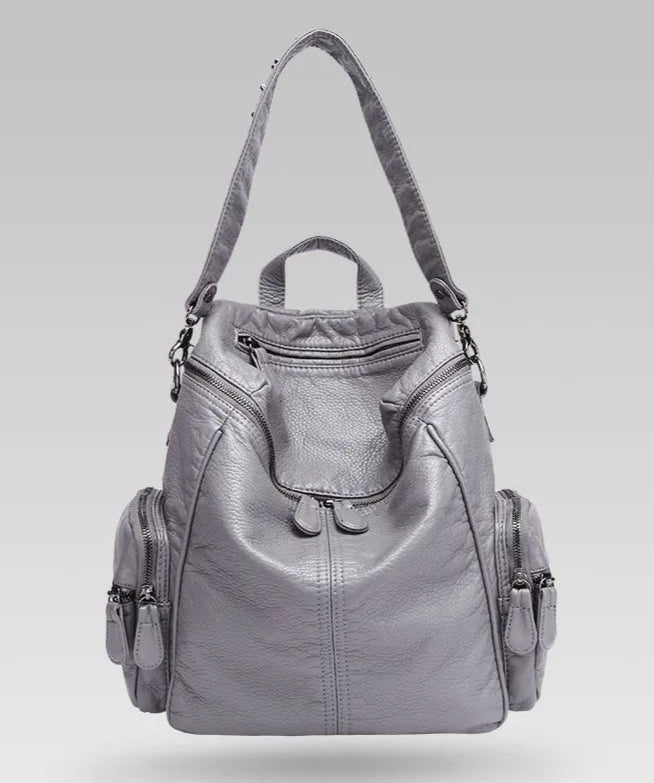 KOOPER™ Sheepskin Rivet Backpack – Korean Style Large-Capacity Leather Bookbag