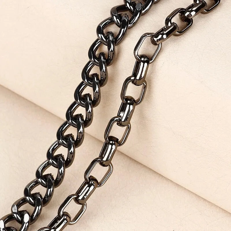KOOPER™ Gun Black Hip-Hop Chain Belt – Geometric Metal Statement Accessory