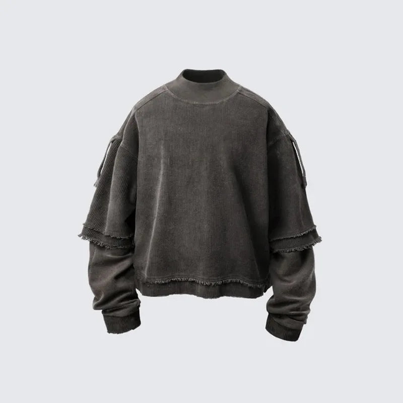 Oversized Y2K retro hoodie with fake layered design. Cotton blend, vintage streetwear style for spring and autumn