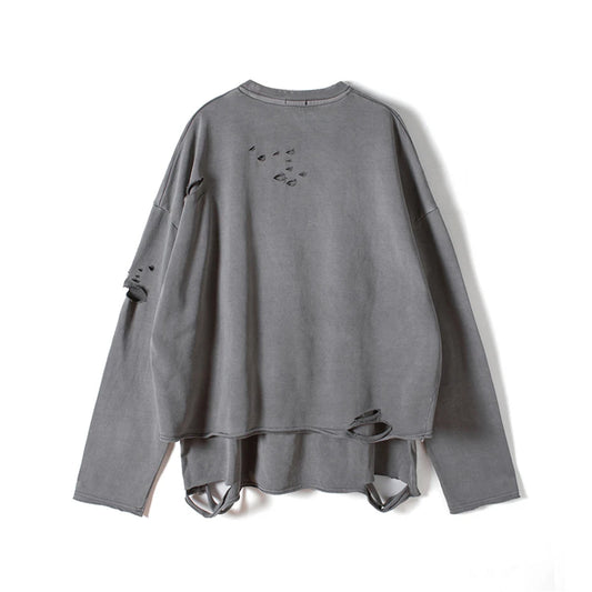KOOPER™ Distressed Hip Hop Sweatshirt – Vintage Ripped Loose-Fit Pullover 2025