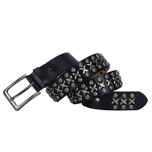 KOOPER™ Luxury Rhinestone Leather Belt – Unisex Studded Designer Waistband