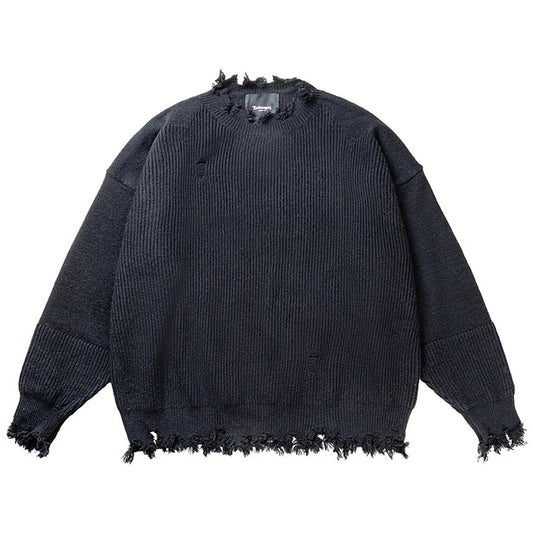 KOOPER™ Harajuku Oversized Ripped Knit Sweater – Unisex Streetwear Vintage Jumper