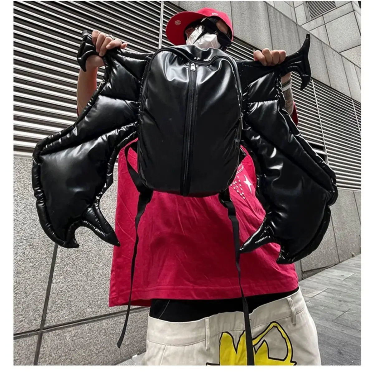 KOOPER™ Y2K Bat Backpack – Bold Streetwear PU Leather Bag