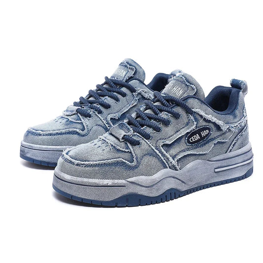 KOOPER™ Retro Denim Skate Sneakers – Unisex Canvas Sports & Casual Shoes