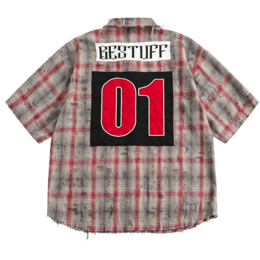 KOOPER™ Loose Patchwork Plaid Shirt – American High Street Summer Style