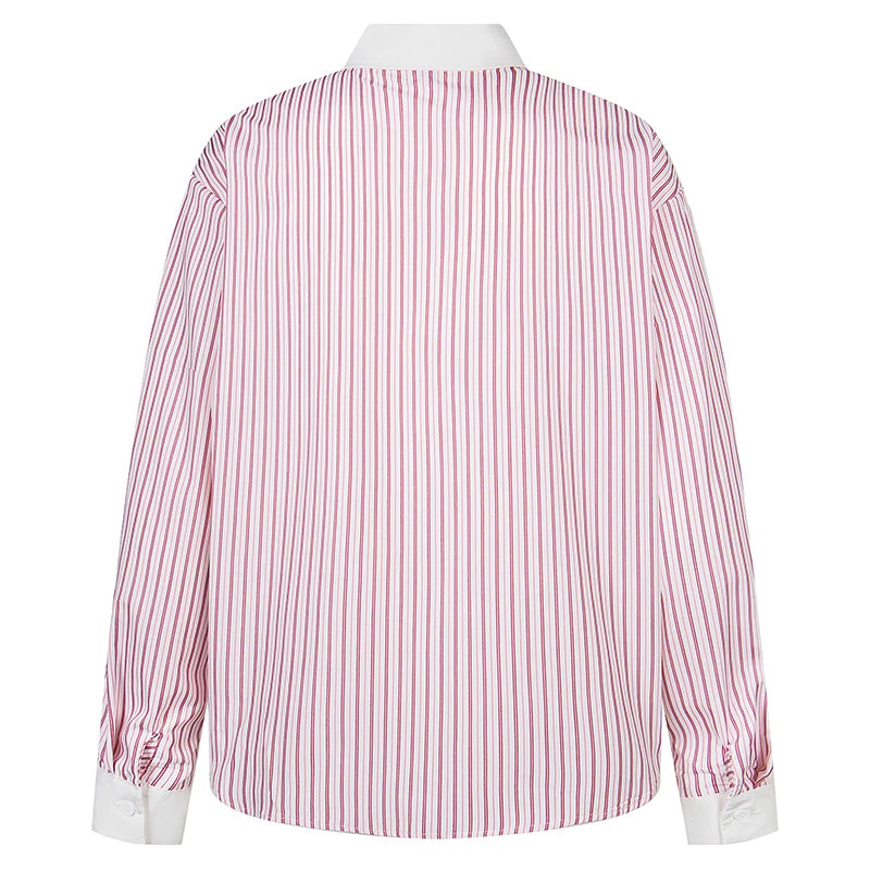 KOOPER™ Oversized Striped Shirt – Unisex Streetwear Patchwork Design