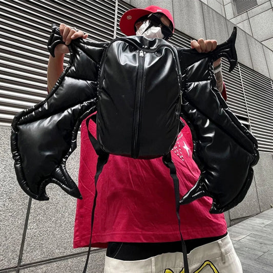 KOOPER™ Y2K Bat Backpack – Bold Streetwear PU Leather Bag