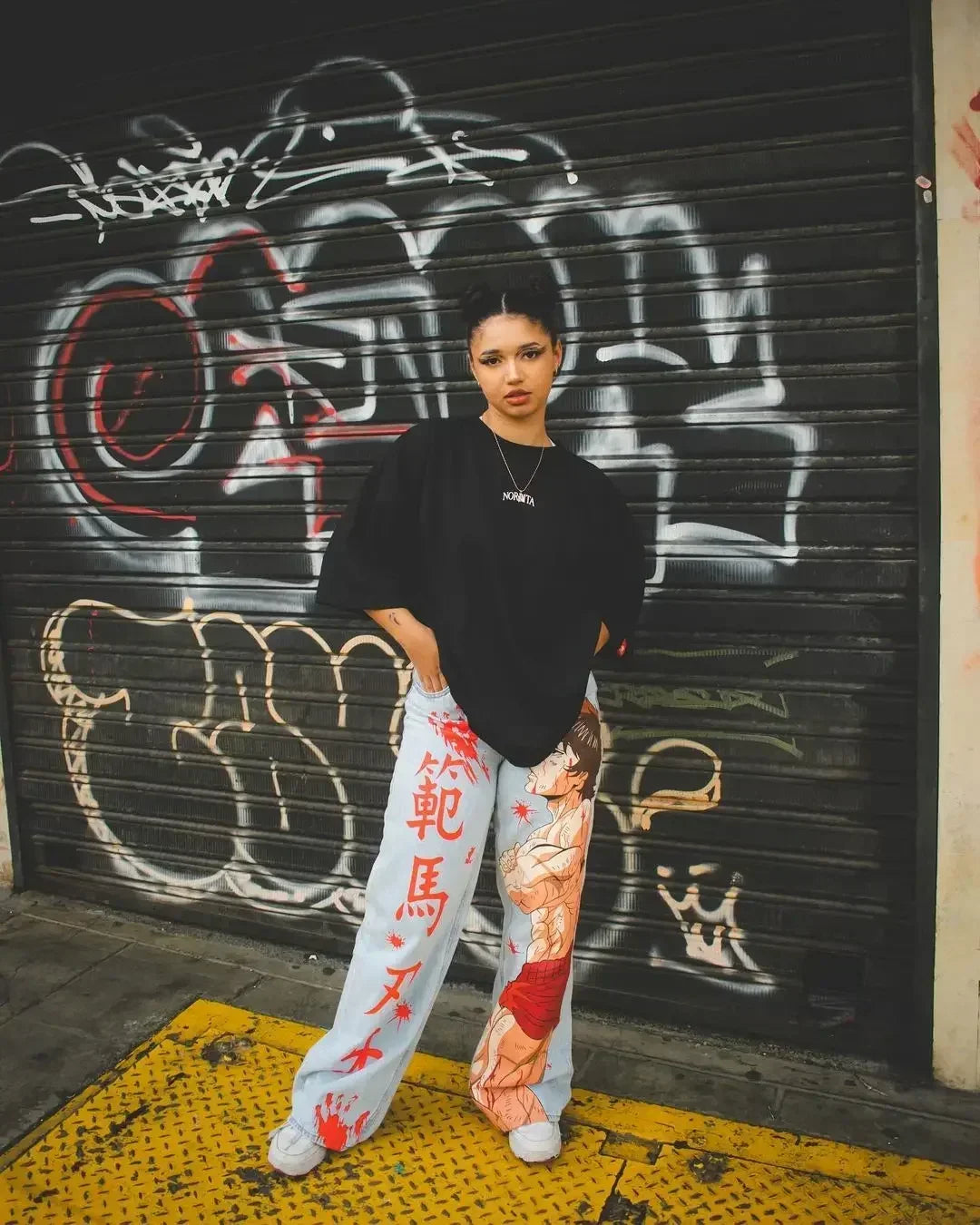 KOOPER™ Y2K Baggy Anime Jeans – Harajuku Vintage Wide-Leg Streetwear