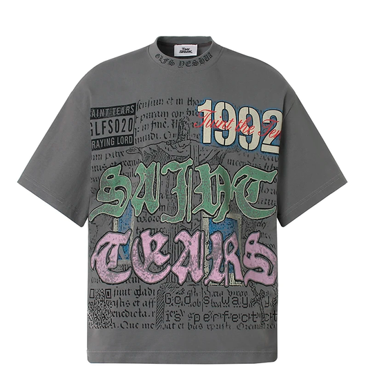 KOOPER™ Oversized Graffiti Gothic Tee – Vintage Hip Hop Streetwear 100% Cotton