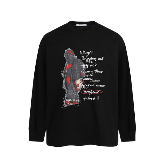 KOOPER™ Letter Print Crew Neck Long Sleeve – Unisex High Street Hip Hop Sweatshirt