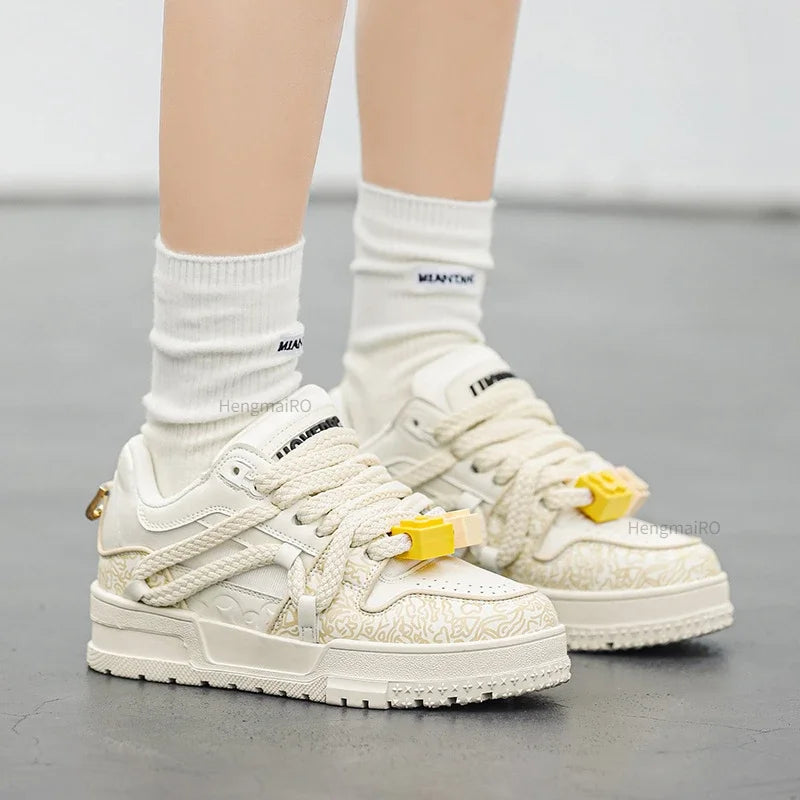 KOOPER™ Y2K Retro Punk Platform Skate Sneakers – Unisex Mixed Color Tennis Shoes