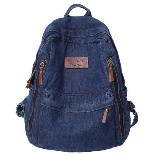 KOOPER™ Denim School Backpack – Trendy Multi-Pocket Large-Capacity Jeans Bag