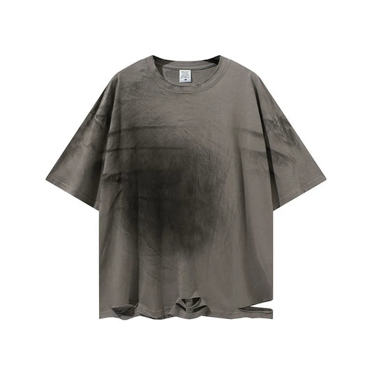 KOOPER™ Tie-Dye Distressed Oversized Tee – Dark Vintage High Street Style
