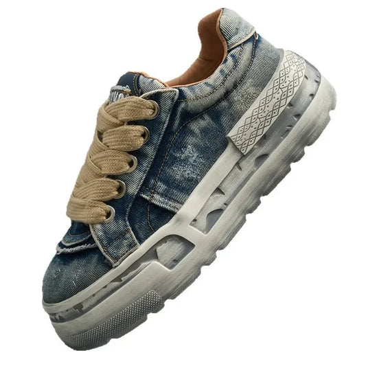 KOOPER™ Retro Washed Denim Board Shoes – Unisex Canvas Sports & Casual Sneakers