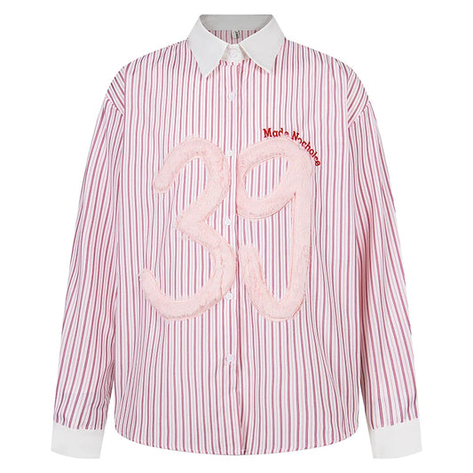 KOOPER™ Oversized Striped Shirt – Unisex Streetwear Patchwork Design