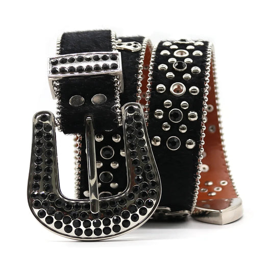 KOOPER™ Y2K Diamond Studded Belt – Unisex Rhinestone Cross Stitch Statement Accessory