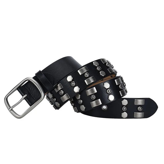 KOOPER™ Luxury Rhinestone Leather Belt – Unisex Studded Designer Waistband