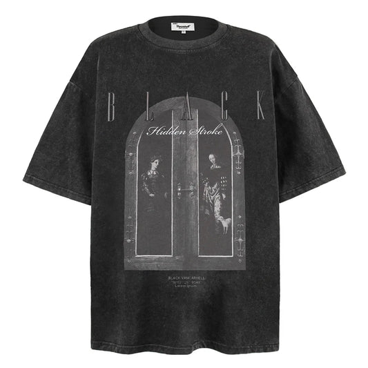 KOOPER™ Vintage Abstract Print Tee – Oversized High Street Hip Hop Style