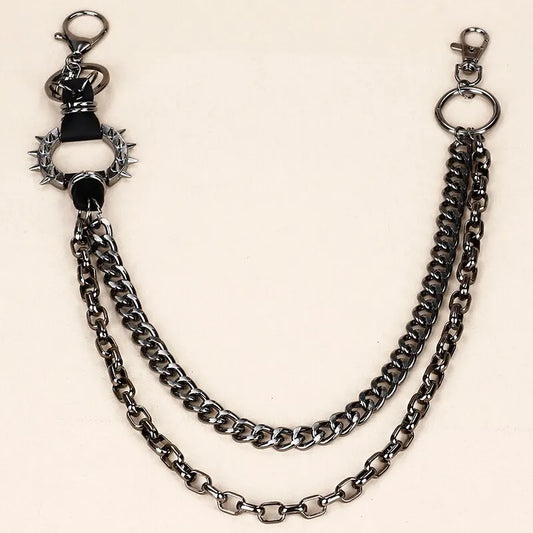 KOOPER™ Gun Black Hip-Hop Chain Belt – Geometric Metal Statement Accessory