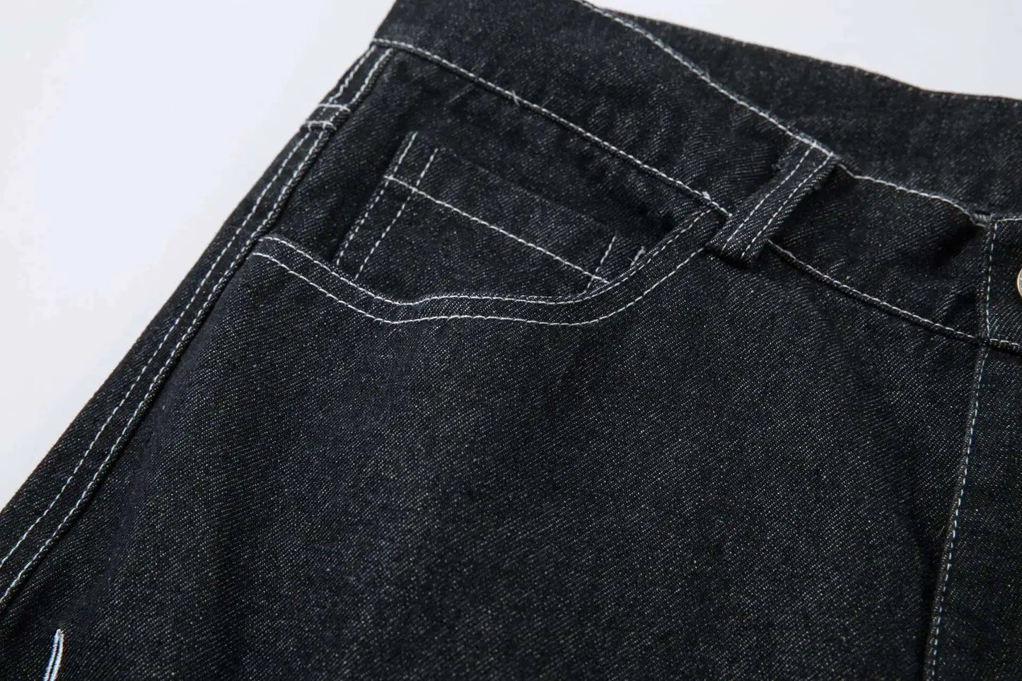 KOOPER™ Vintage Embroidered Black Jeans – Loose Fit Wide Leg Streetwear