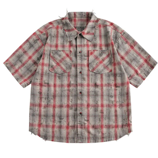 KOOPER™ Loose Patchwork Plaid Shirt – American High Street Summer Style