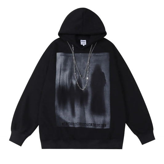 KOOPER™ Phantom Print Loose Fit Hoodie – High Street Hip Hop Style
