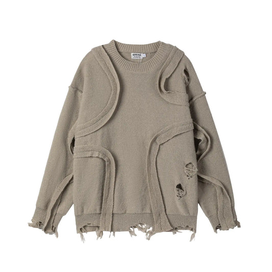 KOOPER™ Luxury Vintage Ripped Patchwork Sweater – Unisex Irregular Knit Pullover