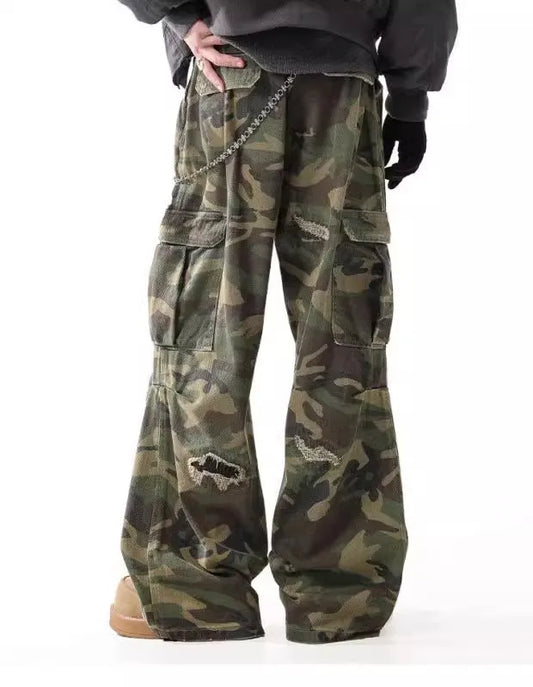 KOOPER™ American Retro Cleanfit Camouflage Workwear Pants – Straight Leg High Street Jeans
