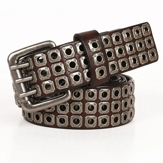 KOOPER™ PU Leather Punk Biker Rivet Belt – Vintage Rock Metal Buckle