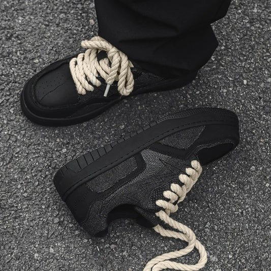 KOOPER™ Black Samurai Summer Skate Sneakers – Eco-Friendly Low-Top with Color Block Design