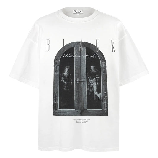 KOOPER™ Vintage Abstract Print Tee – Oversized High Street Hip Hop Style