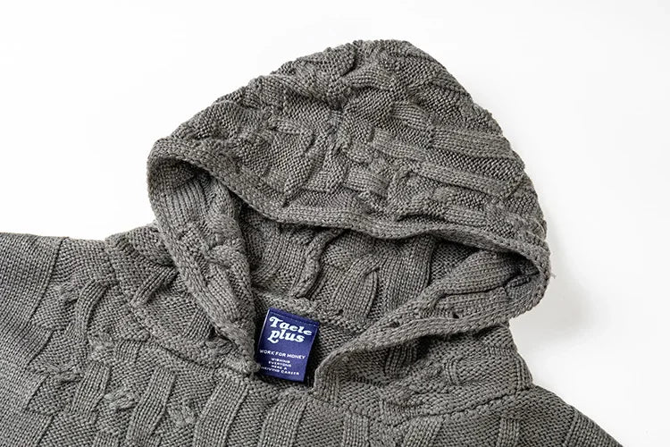 KOOPER™ American Style Knitted Hoodie Jacket – Autumn Casual Loose Fit Unisex Zip Sweater