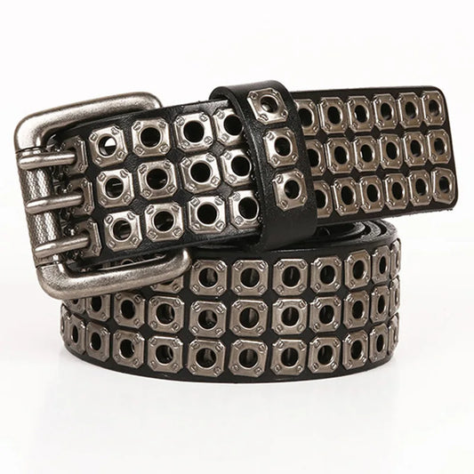 KOOPER™ PU Leather Punk Biker Rivet Belt – Vintage Rock Metal Buckle
